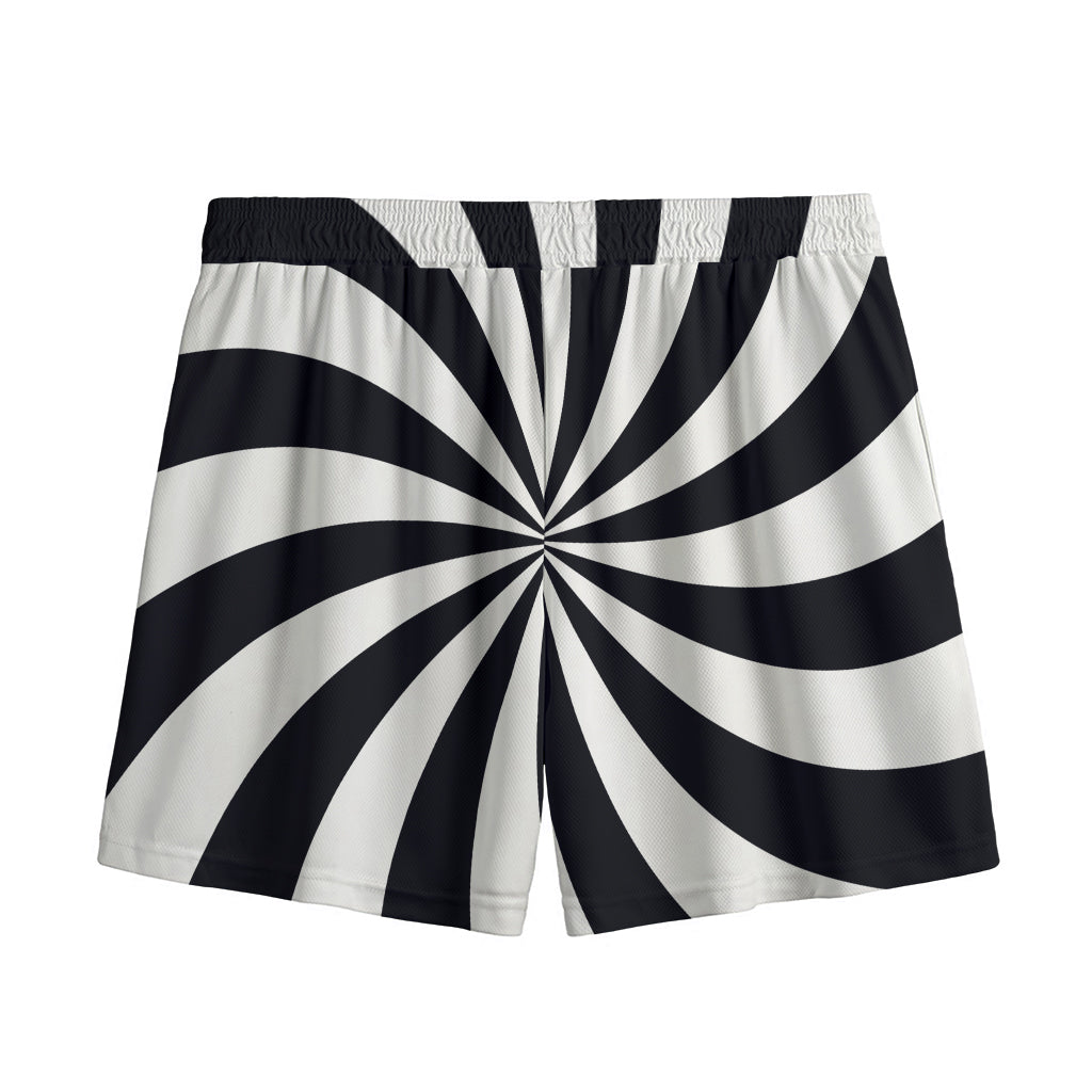 Black And White Swirl Print Mesh Shorts