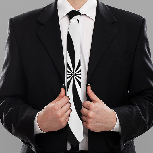 Black And White Swirl Print Necktie