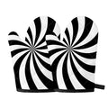 Black And White Swirl Print Oven Mitts
