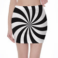 Black And White Swirl Print Pencil Mini Skirt