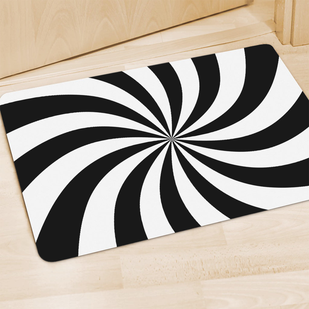 Black And White Swirl Print Polyester Doormat