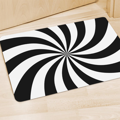 Black And White Swirl Print Polyester Doormat