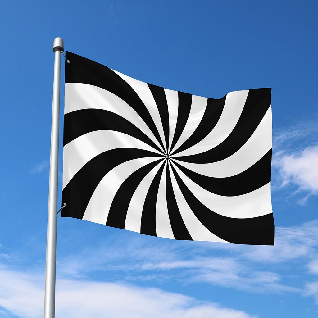 Black And White Swirl Print Polyester Flag