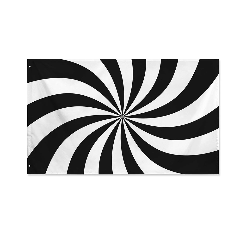Black And White Swirl Print Polyester Flag