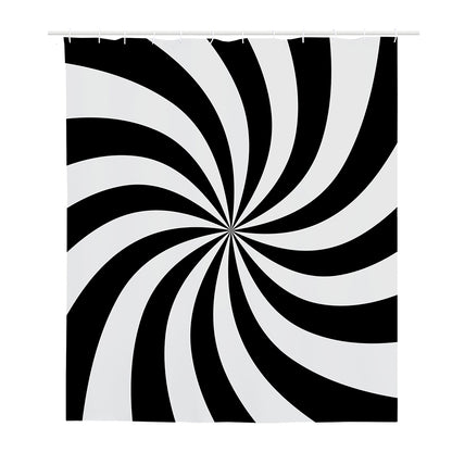 Black And White Swirl Print Polyester Shower Curtain