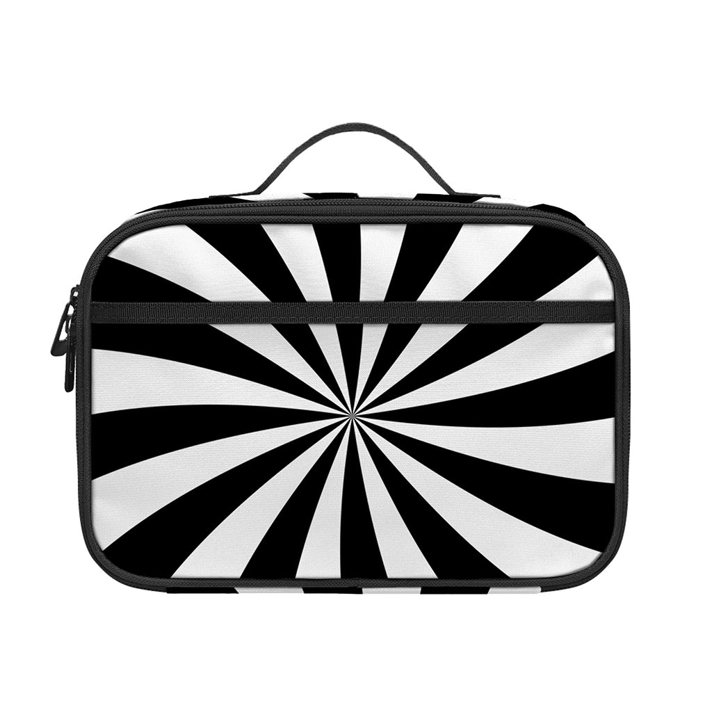 Black And White Swirl Print Portable Lunch Bag