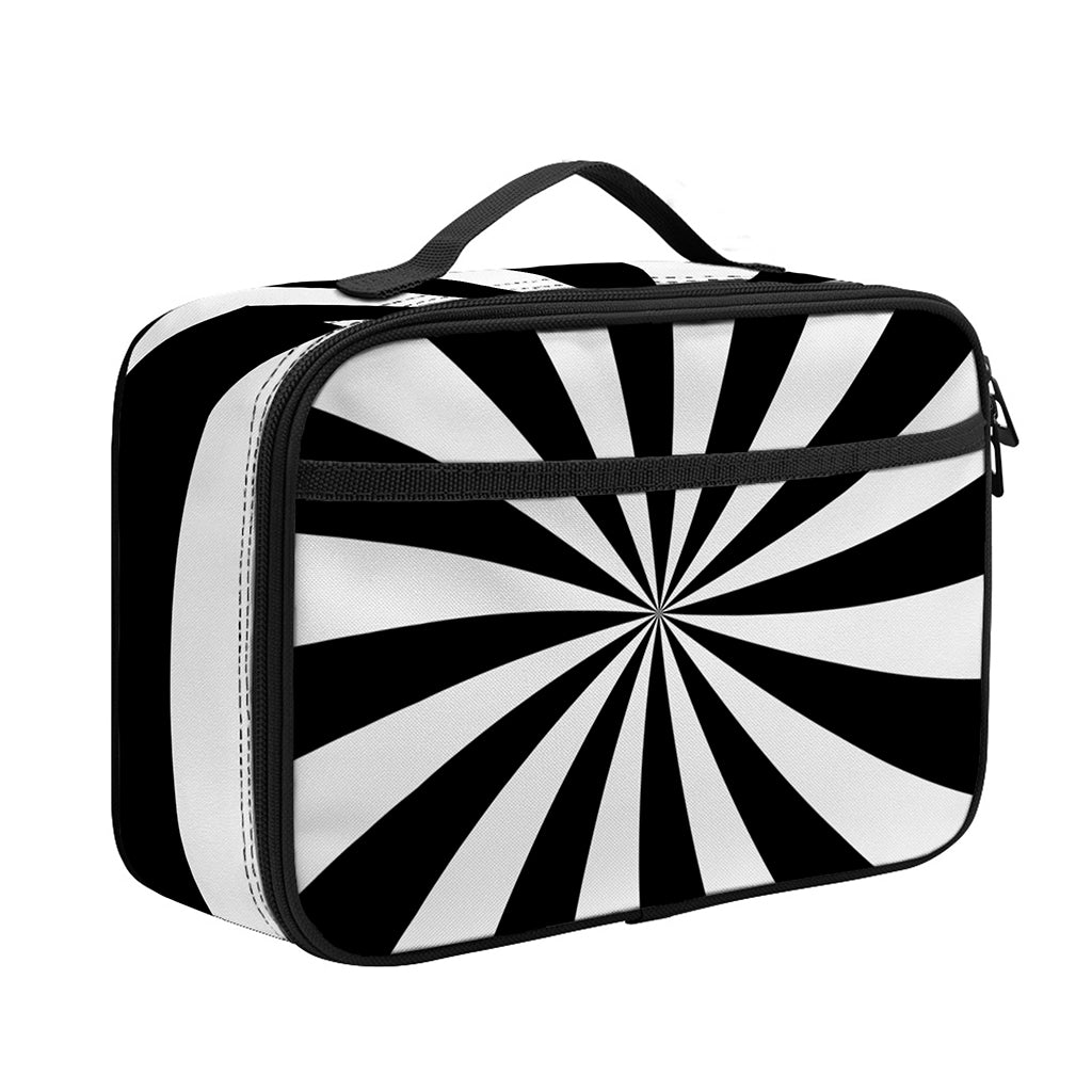 Black And White Swirl Print Portable Lunch Bag
