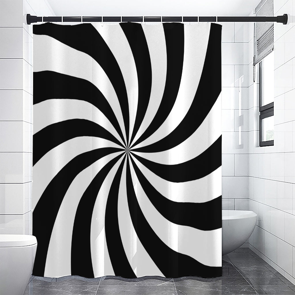 Black And White Swirl Print Premium Shower Curtain
