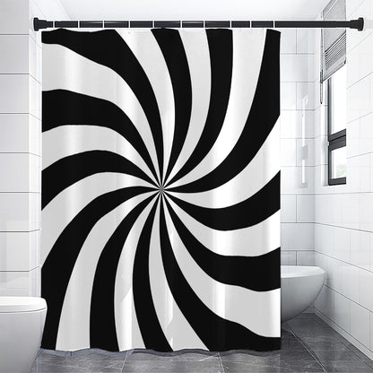 Black And White Swirl Print Premium Shower Curtain