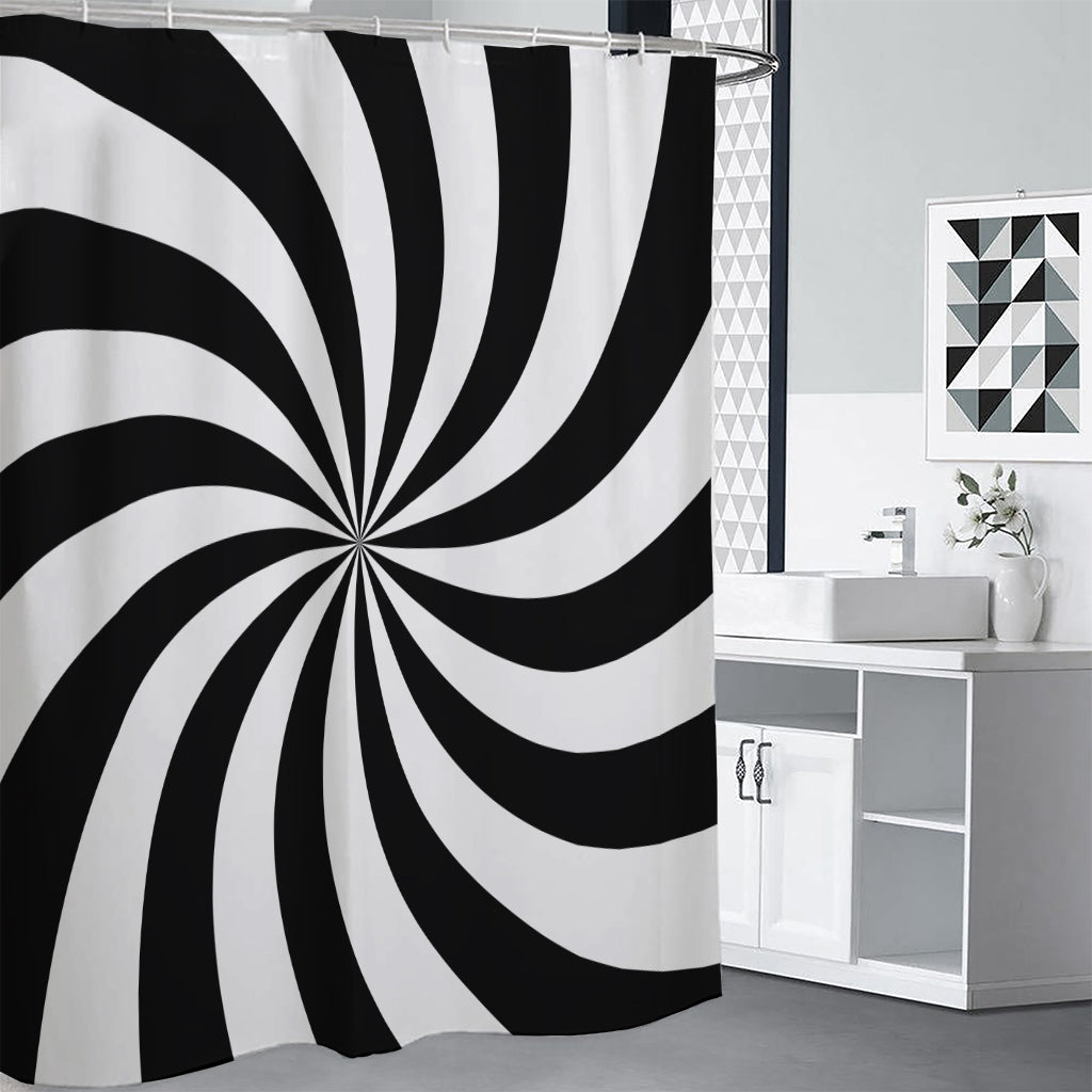 Black And White Swirl Print Premium Shower Curtain