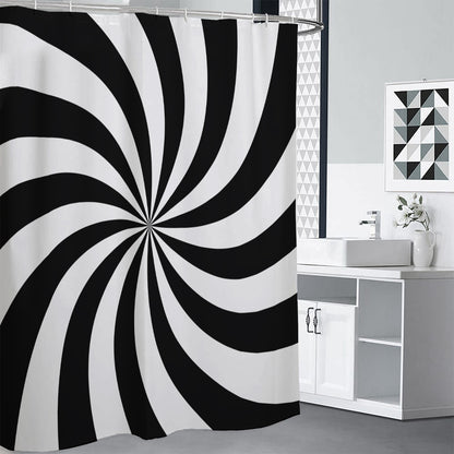 Black And White Swirl Print Premium Shower Curtain