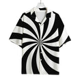 Black And White Swirl Print Rayon Hawaiian Shirt