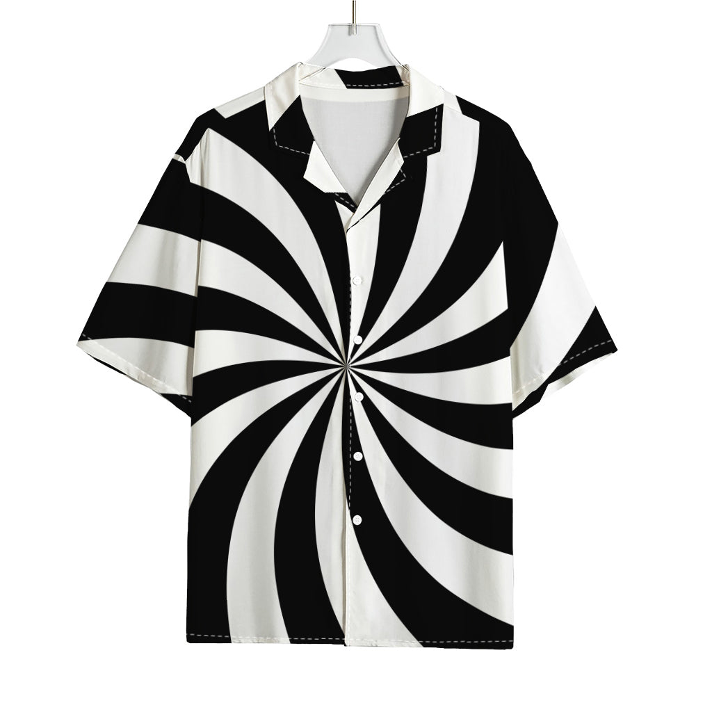 Black And White Swirl Print Rayon Hawaiian Shirt
