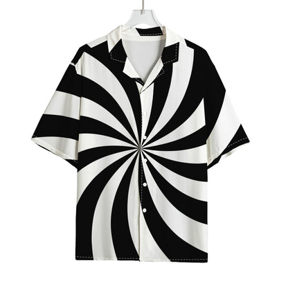Black And White Swirl Print Rayon Hawaiian Shirt