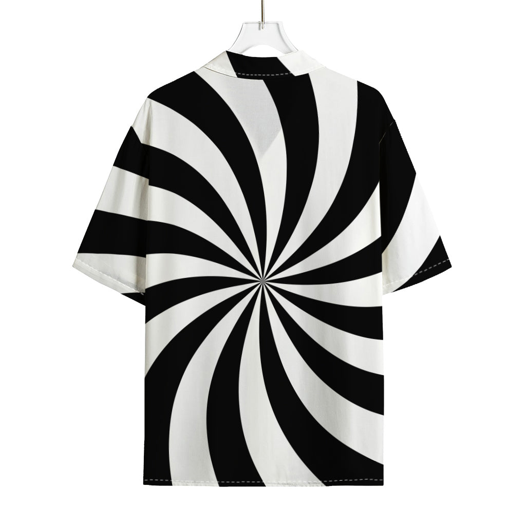 Black And White Swirl Print Rayon Hawaiian Shirt