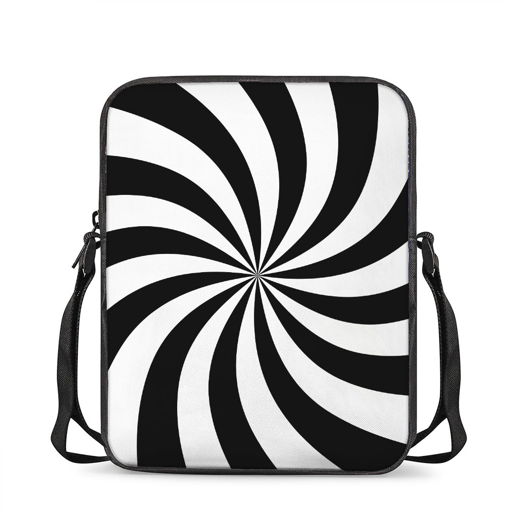 Black And White Swirl Print Rectangular Crossbody Bag