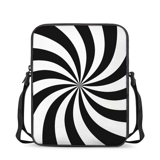 Black And White Swirl Print Rectangular Crossbody Bag
