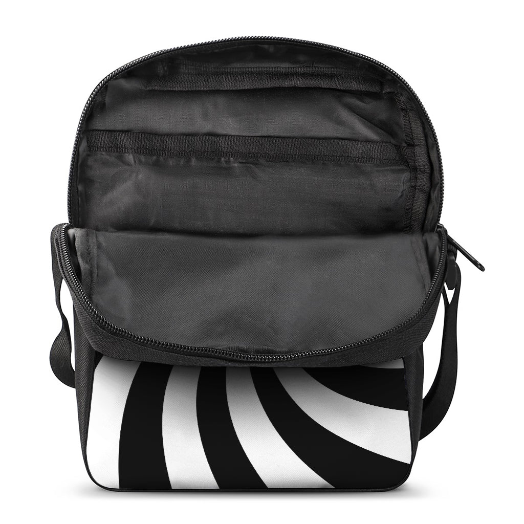 Black And White Swirl Print Rectangular Crossbody Bag