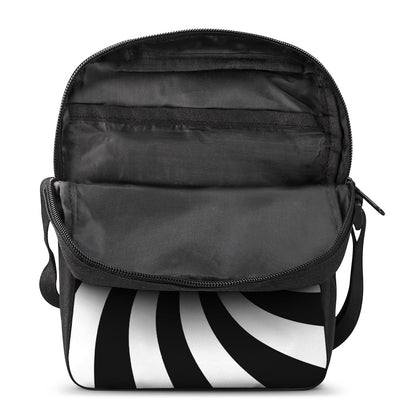 Black And White Swirl Print Rectangular Crossbody Bag