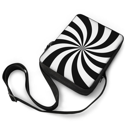 Black And White Swirl Print Rectangular Crossbody Bag