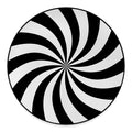 Black And White Swirl Print Round Floor Mat