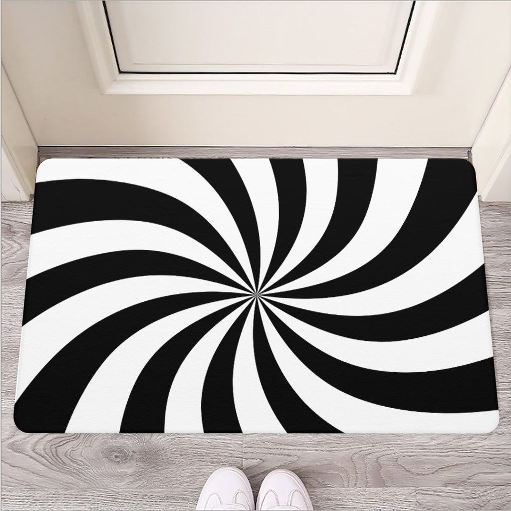 Black And White Swirl Print Rubber Doormat