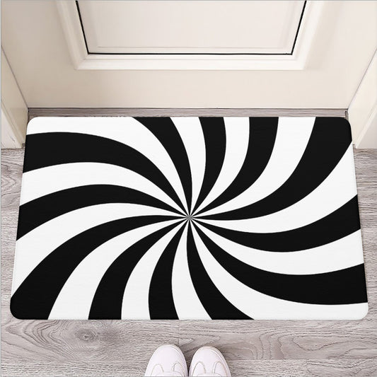 Black And White Swirl Print Rubber Doormat