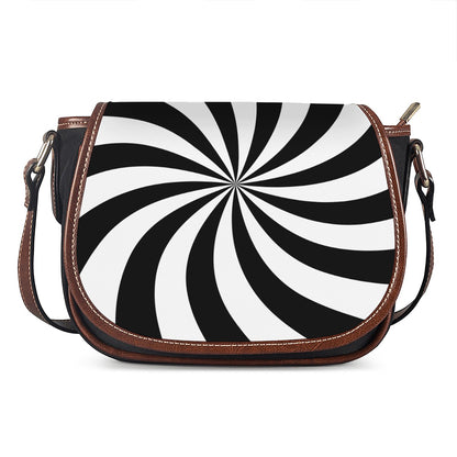 Black And White Swirl Print Saddle Bag