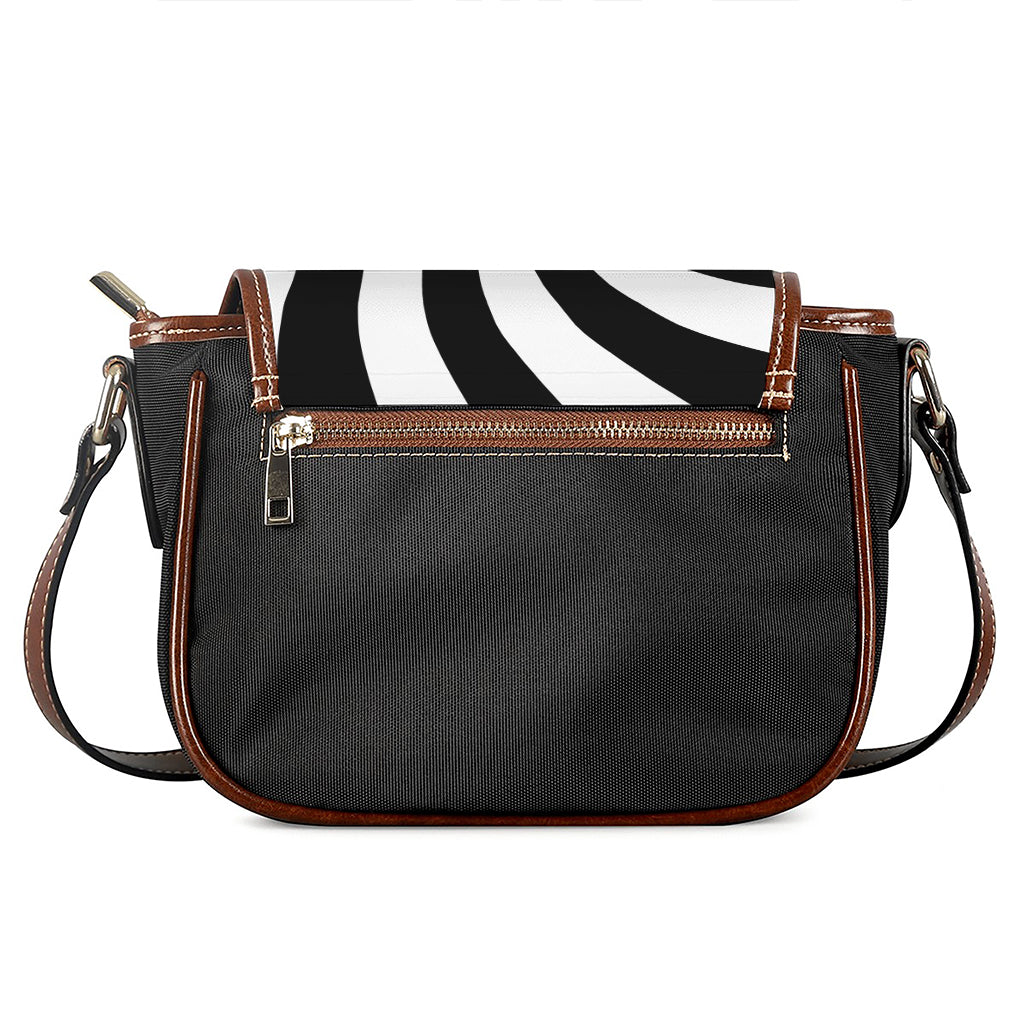 Black And White Swirl Print Saddle Bag