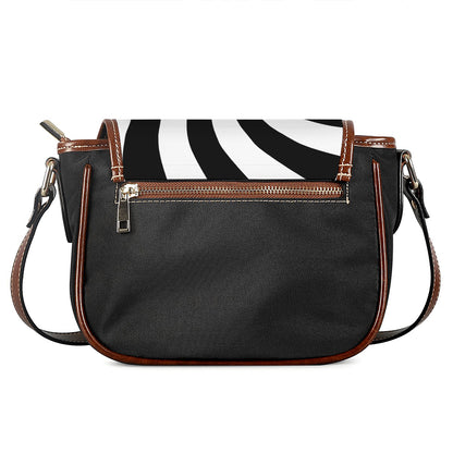Black And White Swirl Print Saddle Bag