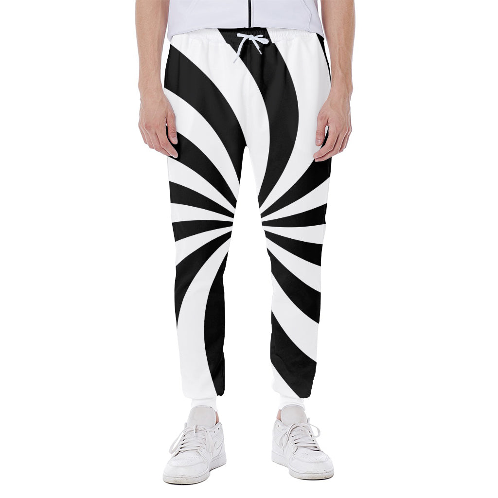 Black And White Swirl Print Scuba Joggers