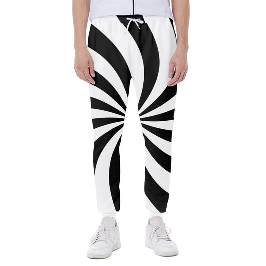 Black And White Swirl Print Scuba Joggers