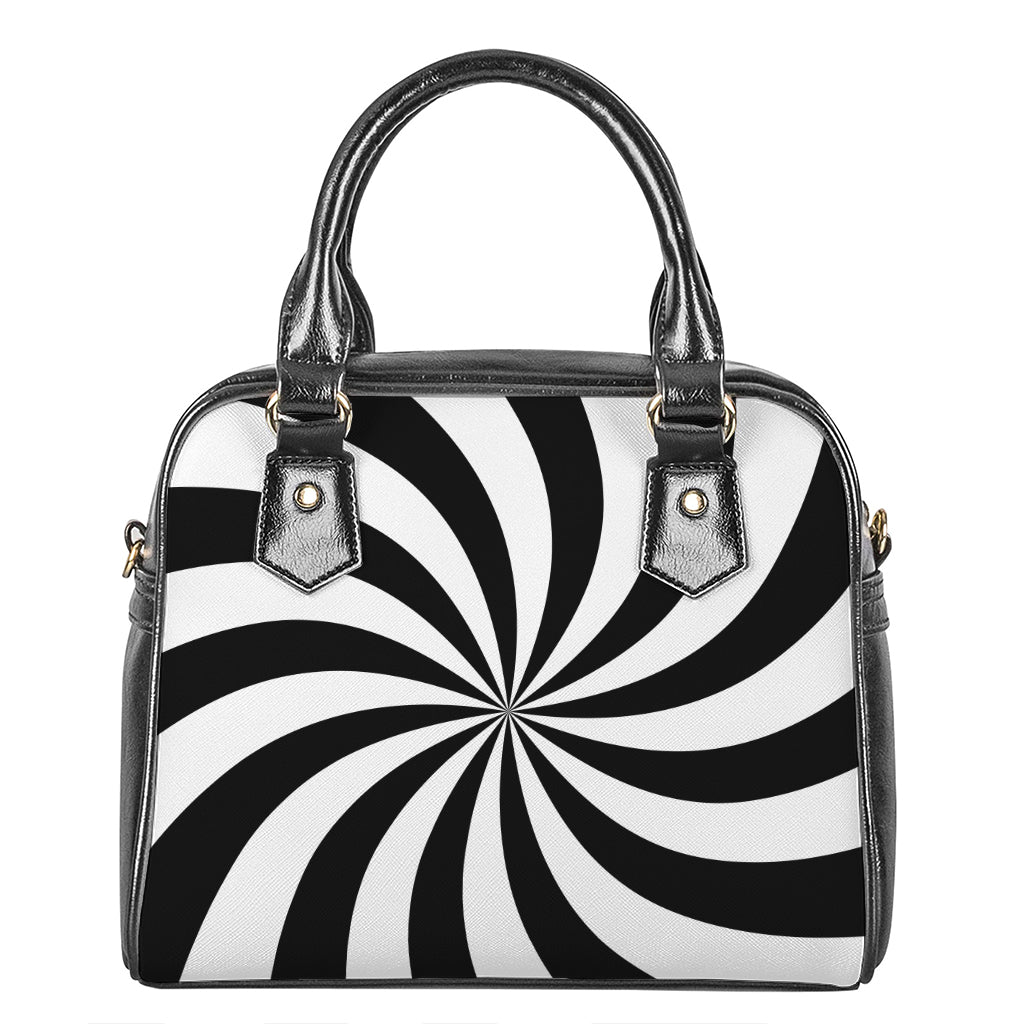 Black And White Swirl Print Shoulder Handbag