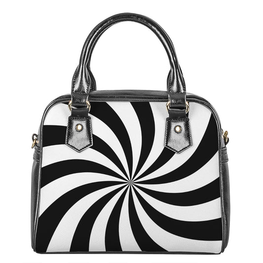 Black And White Swirl Print Shoulder Handbag