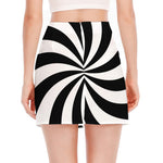 Black And White Swirl Print Side Slit Mini Skirt