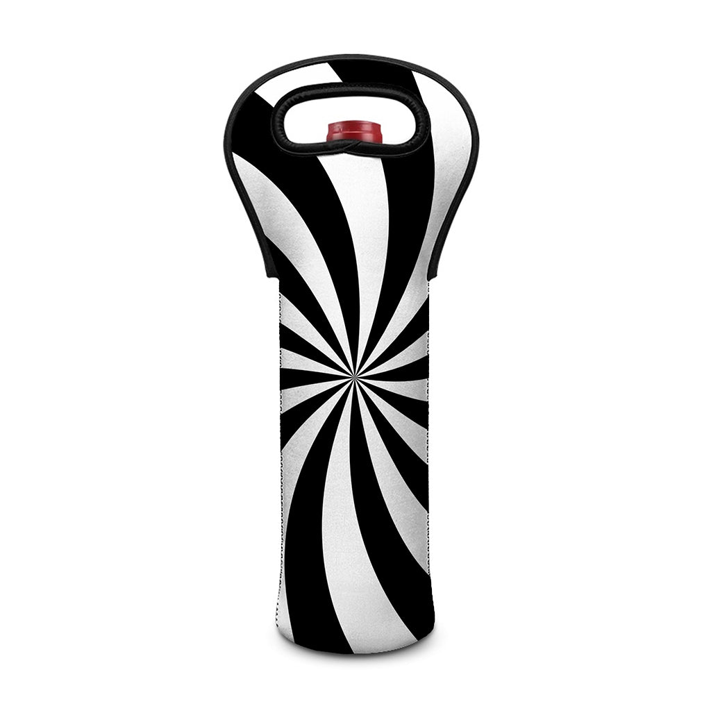 Black And White Swirl Print Single Neoprene Wine Tote