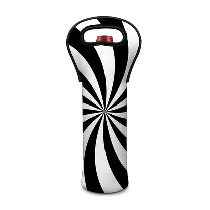 Black And White Swirl Print Single Neoprene Wine Tote