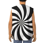 Black And White Swirl Print Sleeveless Baseball Jersey