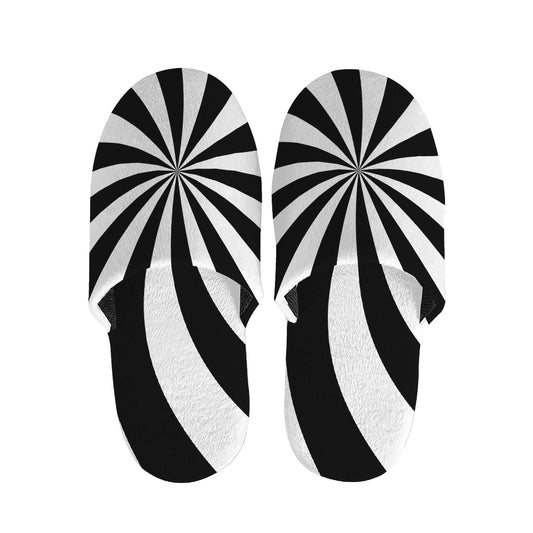Black And White Swirl Print Slippers