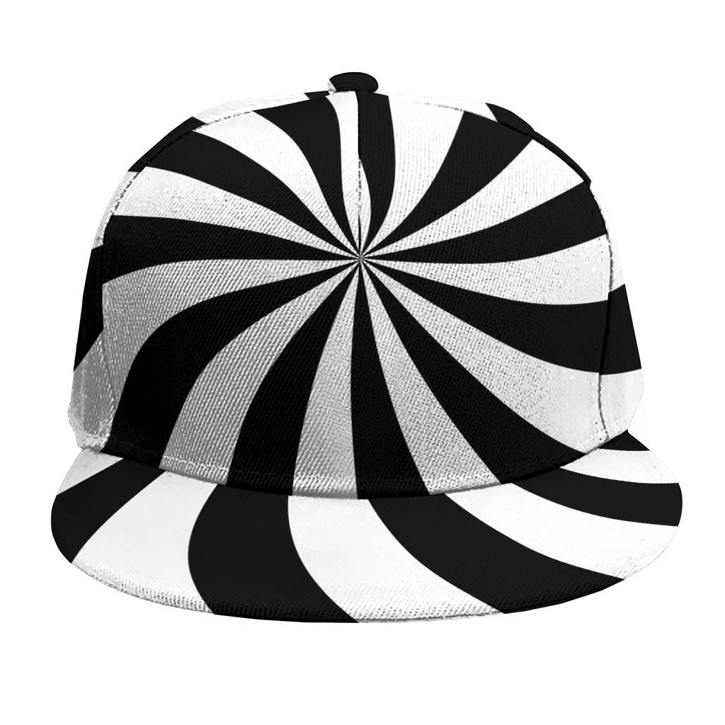 Black And White Swirl Print Snapback Cap