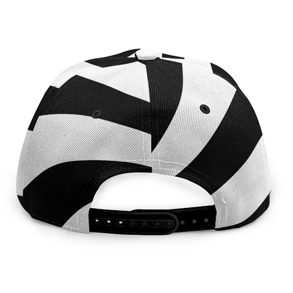 Black And White Swirl Print Snapback Cap