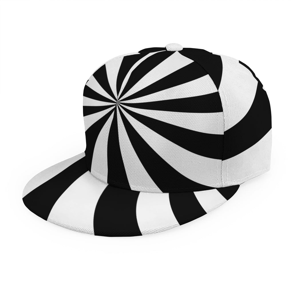 Black And White Swirl Print Snapback Cap