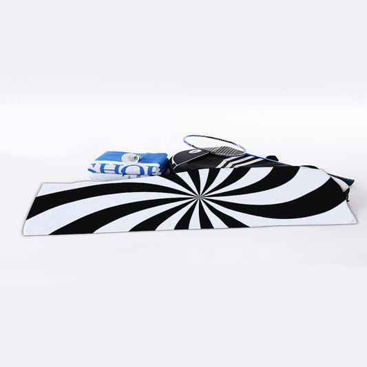 Black And White Swirl Print Sports Towel