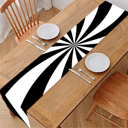 Black And White Swirl Print Table Runner