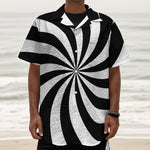 Black And White Swirl Print Textured Short Sleeve Shirt