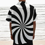 Black And White Swirl Print Textured Short Sleeve Shirt