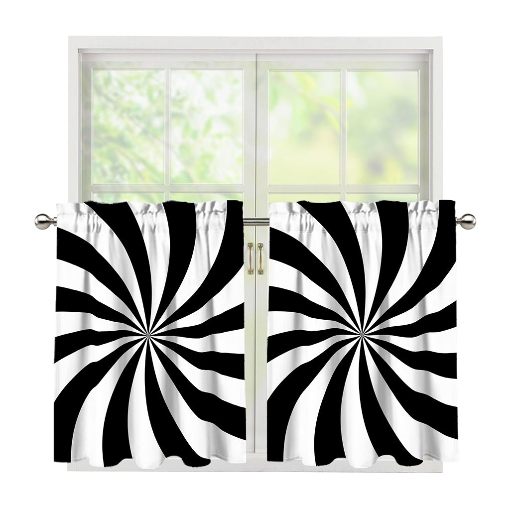 Black And White Swirl Print Tier Curtains