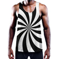 Black And White Swirl Print Men's Workout Tank Top