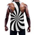 Black And White Swirl Print Training Tank Top