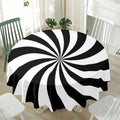 Black And White Swirl Print Waterproof Round Tablecloth